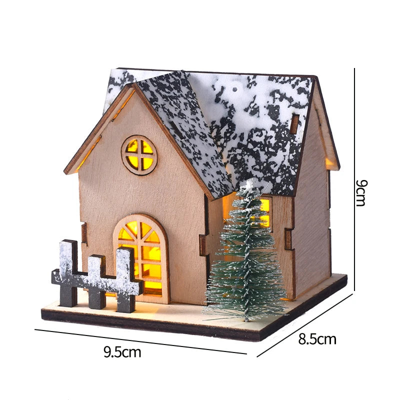 Christmas Decorations Cute Elk Snow House Christmas Tree Ornaments Glowing Xmas New Year Atmosphere Props Navidad Gifts