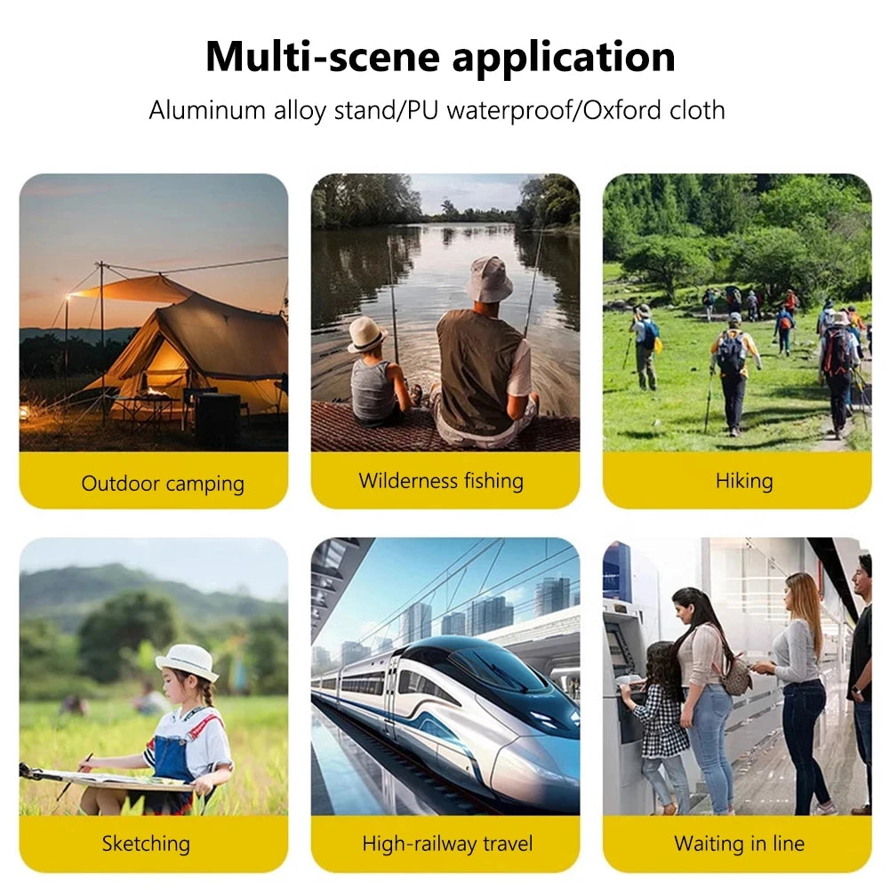 Portable foldable backpack stool lightweight compact camping chair for hiking, fishing, picnic outdoor travel and sports