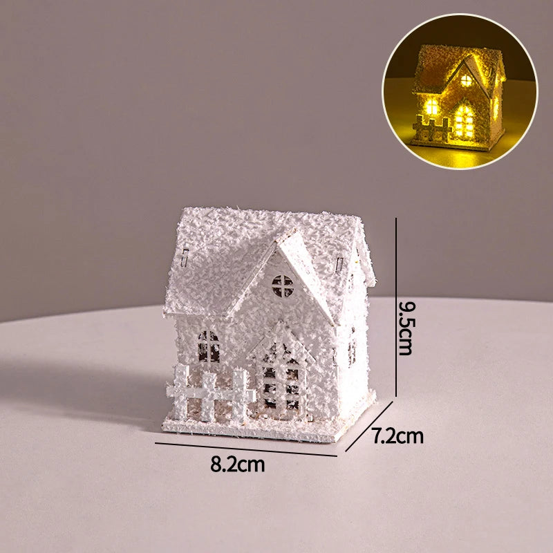 Christmas Decorations Cute Elk Snow House Christmas Tree Ornaments Glowing Xmas New Year Atmosphere Props Navidad Gifts