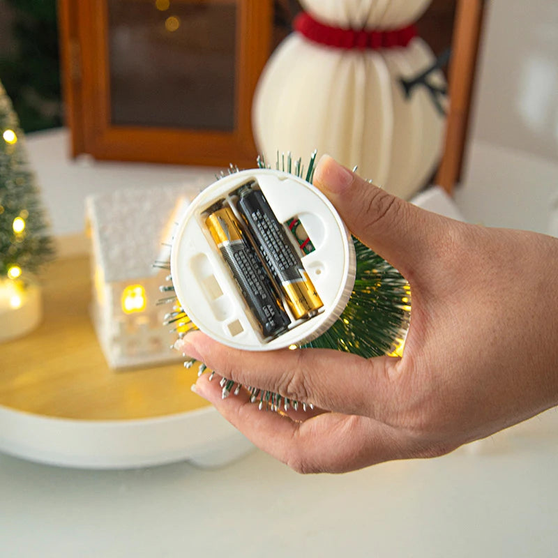 Christmas Decorations Cute Elk Snow House Christmas Tree Ornaments Glowing Xmas New Year Atmosphere Props Navidad Gifts