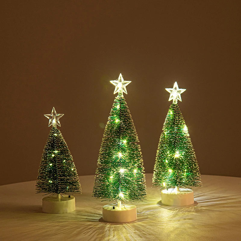 Christmas Decorations Cute Elk Snow House Christmas Tree Ornaments Glowing Xmas New Year Atmosphere Props Navidad Gifts