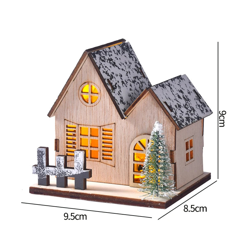 Christmas Decorations Cute Elk Snow House Christmas Tree Ornaments Glowing Xmas New Year Atmosphere Props Navidad Gifts