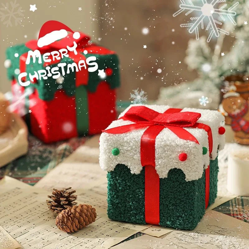 1 Pcs Velvet Christmas Gift Box for Christmas Festival Birthday Carnival Apple Candy Gift Packaging
