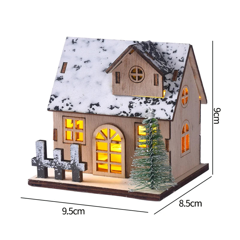 Christmas Decorations Cute Elk Snow House Christmas Tree Ornaments Glowing Xmas New Year Atmosphere Props Navidad Gifts