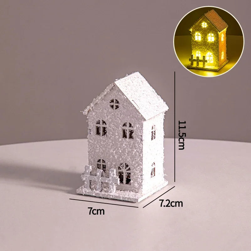 Christmas Decorations Cute Elk Snow House Christmas Tree Ornaments Glowing Xmas New Year Atmosphere Props Navidad Gifts