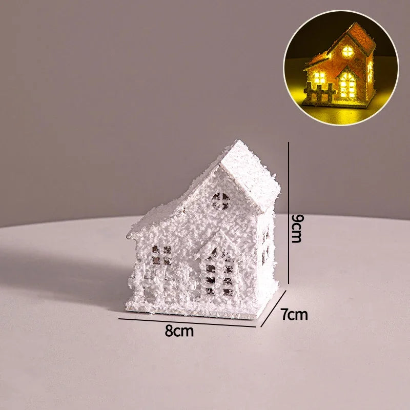 Christmas Decorations Cute Elk Snow House Christmas Tree Ornaments Glowing Xmas New Year Atmosphere Props Navidad Gifts